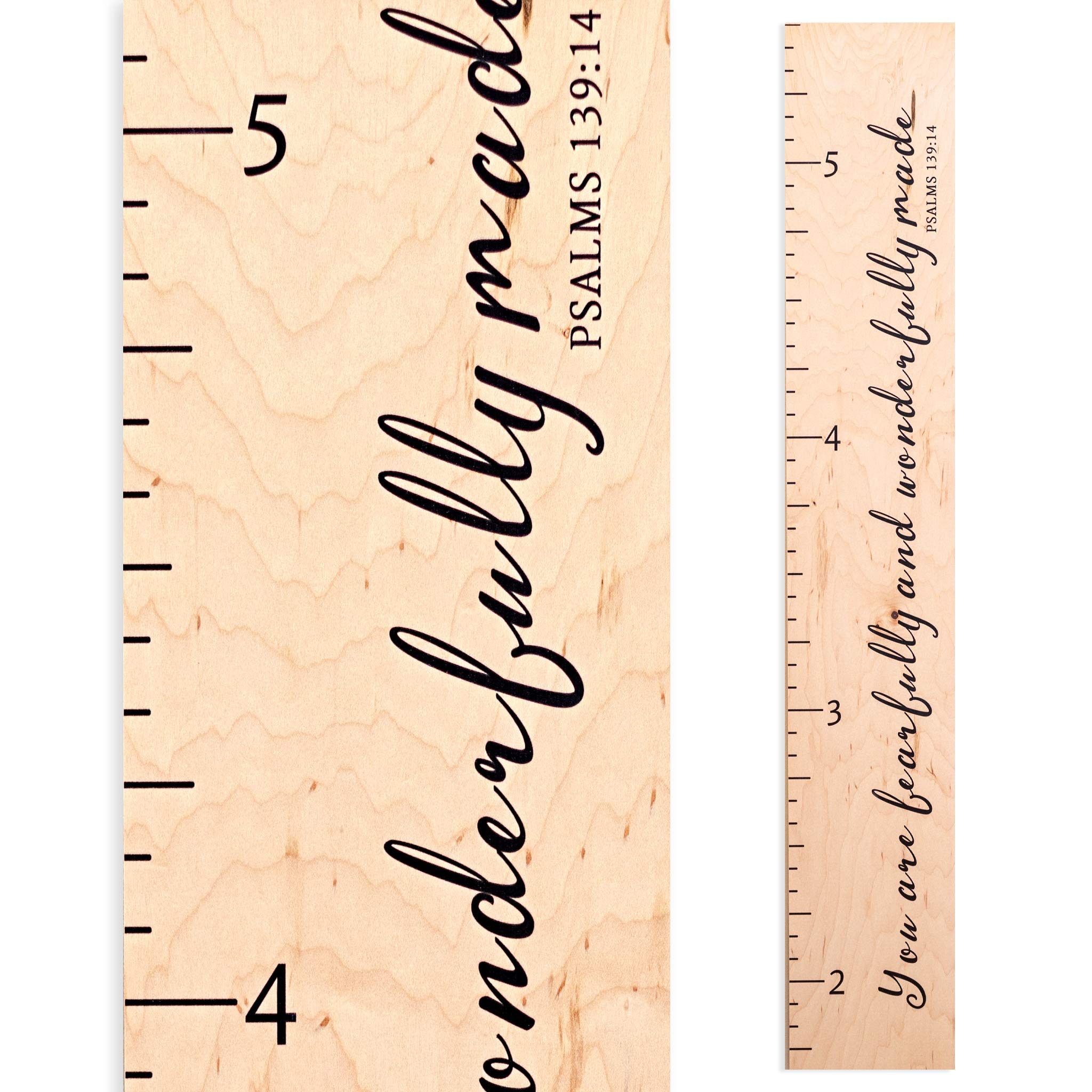 Headwaters Studio Wooden Growth Chart for Wall - Height Measurement for Kids, Wooden Growth Chart for Kids, Growth Chart for Wall, Kids Height - Scriptures - Fearfully Wonderfully Made - 46"x7.5"