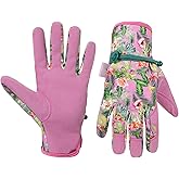 HANDLANDY Gardening Gloves for Women, Breathable Ladies Leather Garden Yard Gloves Best Gift for Gardeners
