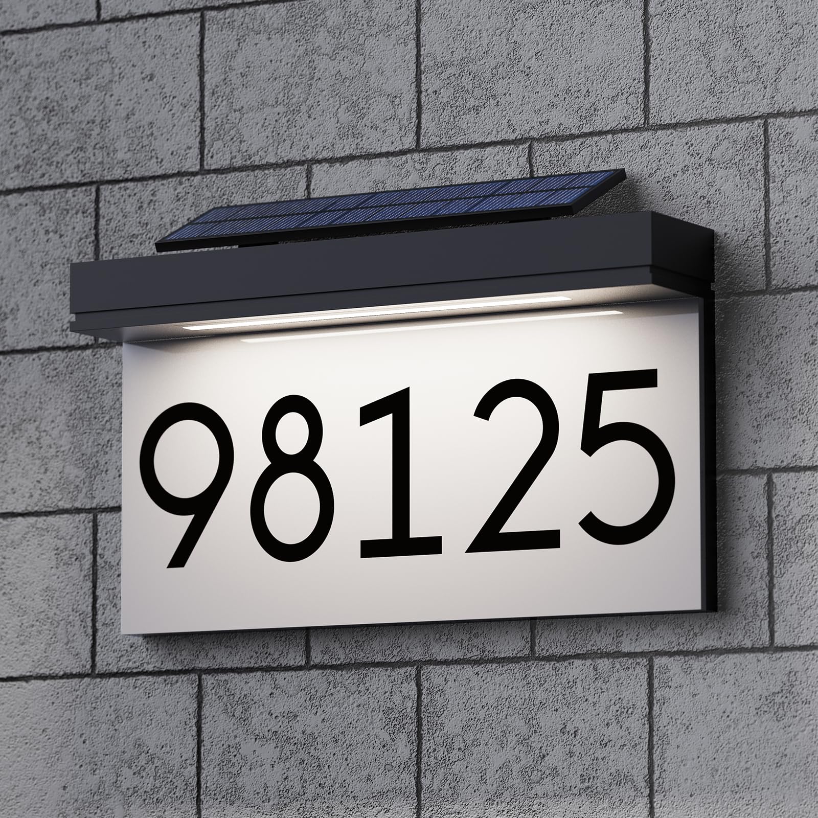 Photo 1 of Address Plaque For Houses Solar Powered Adjustable Solar Panel 3 Lighting Colors Lighted House Numbers Address Sign, Rechargeable LED Illuminated Address Sign For Outside Waterproof