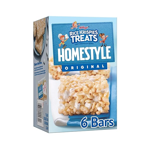 RICE KRISPIES TREATS HOMESTYLE CRISPY MARSHMALLOW SQUARES, KIDS SNACKS, SNACK BARS, ORIGINAL, 6.98OZ BOX (6 BARS)