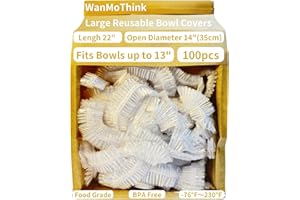 WanMoThink 100 Large Plastic Bowl Covers Bread Proofing Elastic Reusable Fits Bowl Up to 13" Shower Caps Sourdough Bread Baki