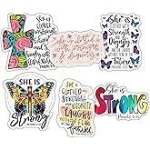 Pack of 6 Proverbs 31:25 Stickers – She is Clothed with Strength and Dignity Bible Verse – Christian Faith Waterproof Vinyl Decals – Inspirational Scripture for Laptop, Journal, Water Bottle 3 Inches