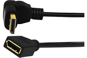 ZDYCGTIME (30 CM/12inch) DP to DP Cable, CGTime Gold Plated 90 Degree Up Displayport Male to Displayport Female Audio and Video Extender Adapter Cable (Up M/F)