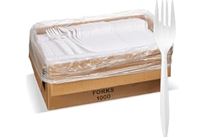 1,000 Plastic Disposable Forks Bulk White Medium Weight Disposable Silverware Plastic Cutlery Fork