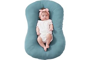 FUNUPUP Muslin Baby Lounger Cover Compatible with Snuggle Me Lounger, Infant Lounger Pillow Cover for Newborn, Removable Newborn Lounger Cover for Boys and Girls, Blue