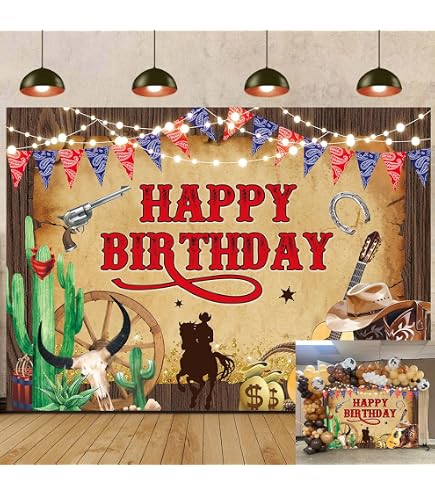 Mocsicka First Rodeo Backdrop Western Cowboy 1st Birthday Party Background Wild West 1st Birthday Party Cake Table Decoration Photo Booth Props (7x5ft