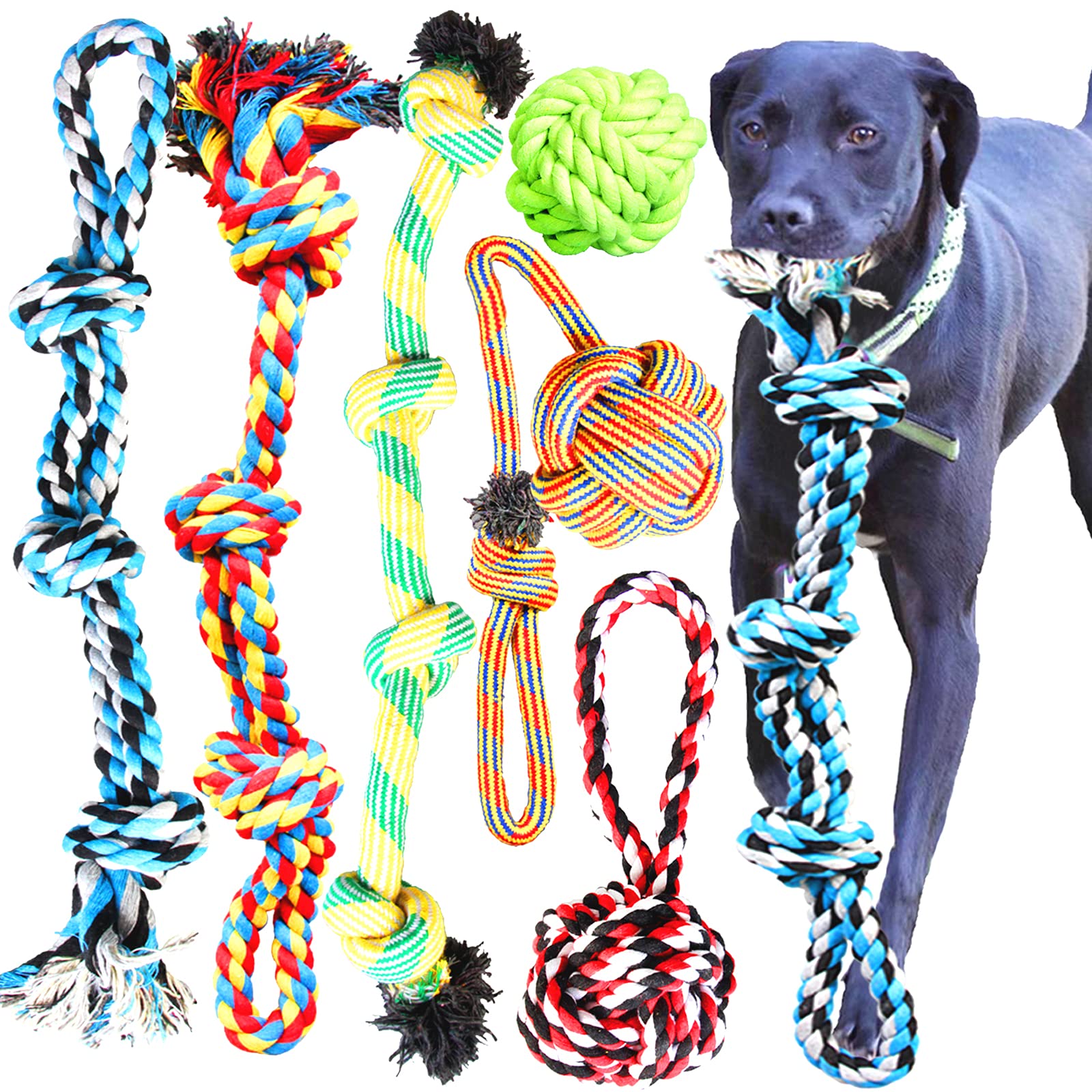 Youngever 6 Pack Large Dog Rope Toys, Chew Toys