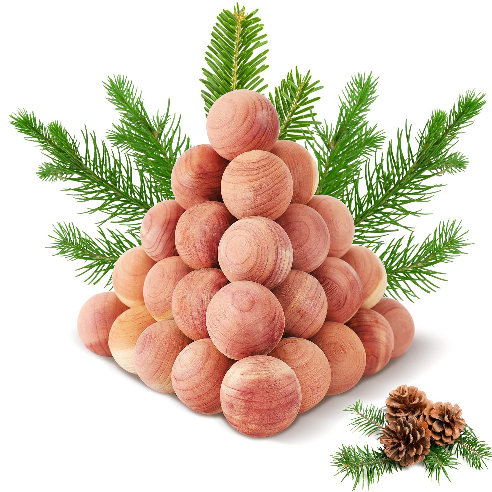 Yizhet Cedar Wood Balls Moth Repellent, 40 Pcs Anti Moth Cedar Balls, Natural Scent Balls for Moth Protection in Wardrobes Drawers, Storage Boxes etc.