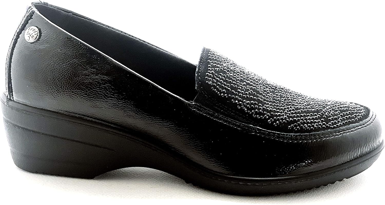 ENVAL SOFT Mocassino Calzata Larga – Modello GLITTE+Pelle Lucida, Taglia 36 EU, Tinta Unita