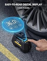 AstroAI Tyre Inflator Air Compressor 12V DC 35LPM Auto-Stop Digital Gauge view 6