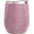 Paris Hilton Diamond Bling Wine Tumbler, Vacuum Insulated Stainless Steel with Easy Sip Lid, Bedazzled with Over 2500 Rhinestones, 12-Ounce, Pink