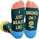 HAPPYPOP Sunflower Plant Gifts - Sunflower Socks Plant Socks for Adult, Funny Gardening Gift
