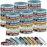 Syhood 200 Pieces Bible Verse Bracelets Bulk Silicone Christian Bracelets Inspirational Scripture Wristbands Religious Rubber Bracelet Gifts for Women Men for Easter Carnival Party Favors, 10 Style