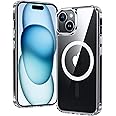 FNTCASE for iPhone 15 Case: for iPhone 14 Case | iPhone 16e Case Support Magnetic Charging Military Grade Drop Protection Anti Yellowing | Rugged Shockproof Cell Phone Cover - 6.1 inch (Clear)
