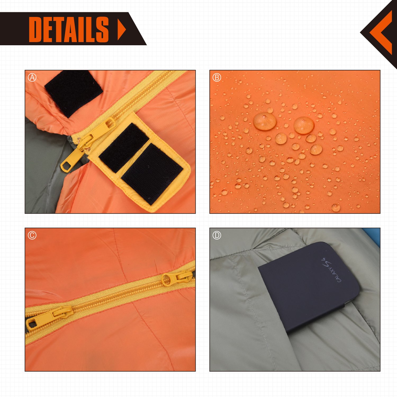 KingCamp Ultralight Mummy -10 Degree C / 14℉ Down Adult Sleeping Bag with Compression Sack Orange