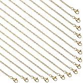 UMAOKANG 20pcs Jewelry Chains Bulk for Men and Women Necklace DIY, Gold Plated Stainless Steel Cable Chain Jewelry Supplies (20 Inches)