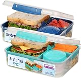 Sistema Bento Box Lunch 1.65 L Minty Teal Ocean Blue 2 Count