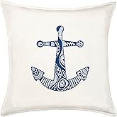 Greendale Home Fashions 20 in. Square Cotton Decorative Throw Pillow, 20"x20", Blue Anchor