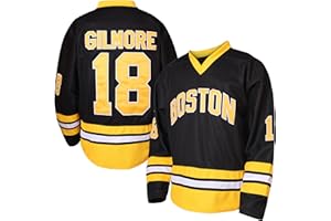 TKJPYWYH 18 Happy Gilmore Hockey Jersey for Men,Boston Adam Sandler 1996 Movie Ice Hockey Jersey Black S-3XL