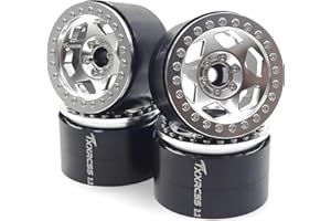 Txxrcss RC 2.2 Aluminum Alloy Beadlock Wheels and Tires Upgrades Accessories Rims for 1/10 SCX10 TRX4RC4WD and D90 RC Crawler Axial Remote Control Car （4pc）(Silvery)
