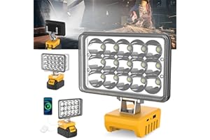 T-SUNICEM Cordless Work Light for Dewalt 18V 20V Battery, 7000LM 360° Rotatable Underhood Work Light, Portable Work Light with USB & Type-C Charging for Jobsite, Car Repairing, Emergency, Garage, Workshop