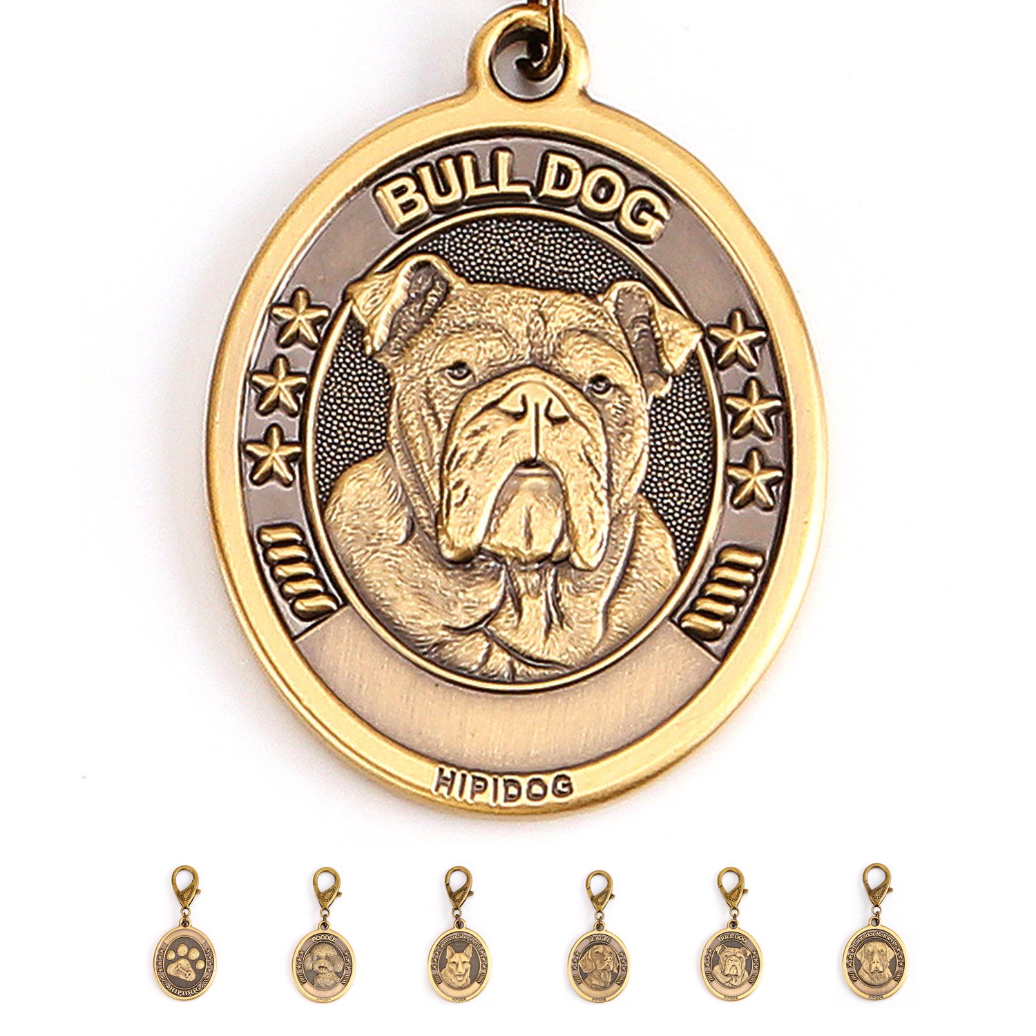 Personalized Dog Tags for Dogs Engraved, Premium Brass Custom Pet ID Tags for Small Medium Large Dog Breeds (Bull Dog)