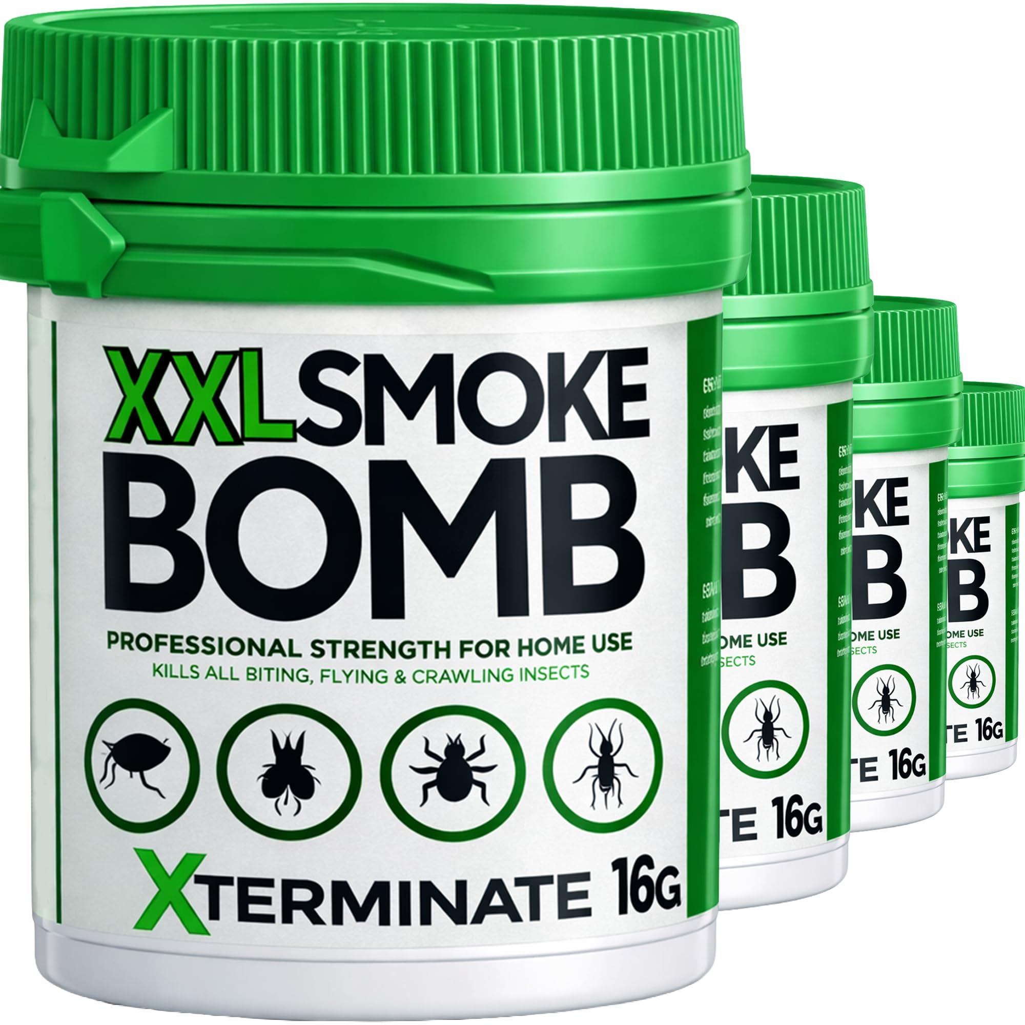 Xterminate XXL 16g Smoke Bomb Fogger Killer for Fleas, Bed Bug, Carpet Moths, Cluster Fly, Silverfish, Carpet Beetle Insects (HSE Approved and Tested) (4)