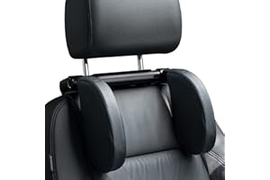 TICARVE Car Headrest Pillow, Car Seat Head Neck Supports, Car Seat Back Hanger Hook, Adjustable Both Side Travel Car Sleeping Pillow for Kids Adult (Black)