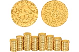 BYHOO 50 PCS DND Fantasy Metal Gold Coins & Leather Pouch for Dungeons & Dragons Novelty Tabletop RPG Board Games Tokens Treasure Coins for Party Tablelap Games Accessories Addons Medieval Game