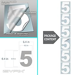iSYFIX White Vinyl Number 5 (Five) Stickers - 6