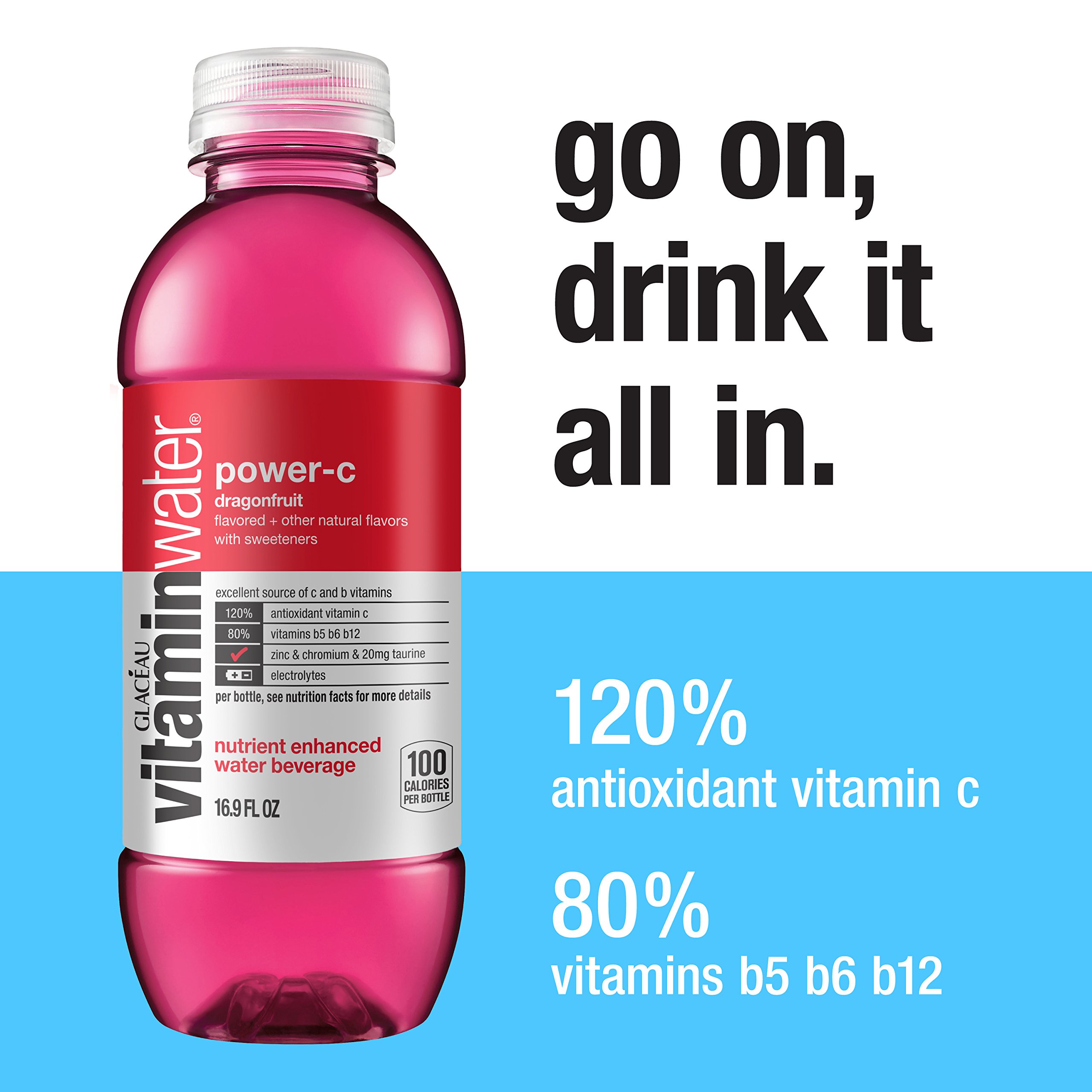 vitaminwater powerc electrolyte enhanced water w/ vitamins