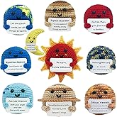 PoccroToys 10pcs Positive Crochet Planets Doll Funny Birthday Gifts for Women Men Fathers Mothers Day Christmas Uplifting Support Mini Gift for Mom Dad Girls Boys Her- Inspirational Card