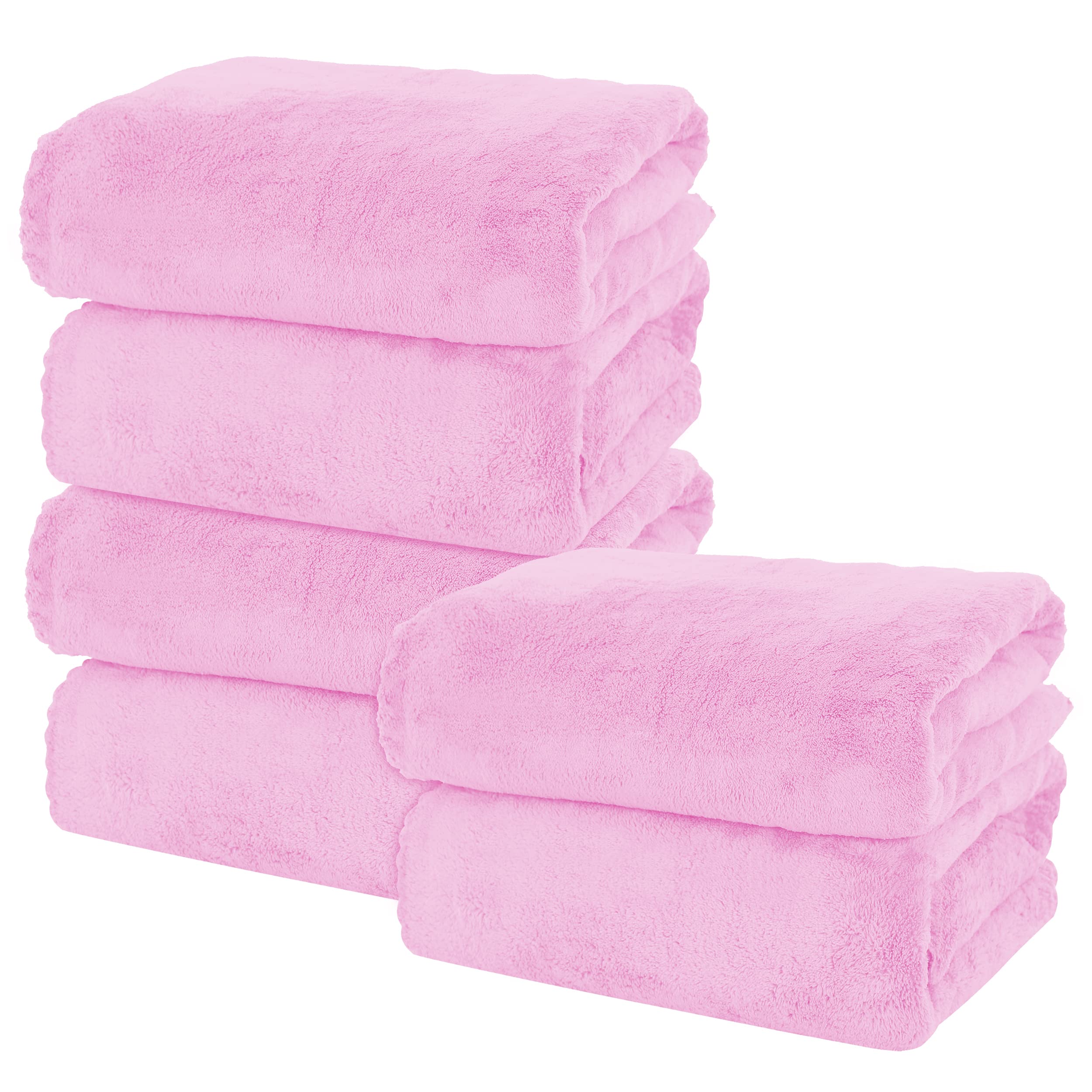 Photo 1 of MOONQUEEN 6 Pack Premium Bath Towel Set - Quick Drying - Microfiber Coral Velvet Highly Absorbent Towels - Multipurpose Use as Bath Fitness, Bathroom, Shower, Sports, Yoga Towel (Frozen Berry)