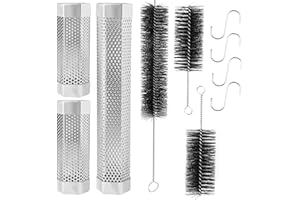 SHIKORI Smoker Tube, Stainless Steel Pellet Smoker Tube for Cold Smoker,5 Hours of Billowing Smoke-for Any Grill or Smoker,with Cleaning Brush-Set
