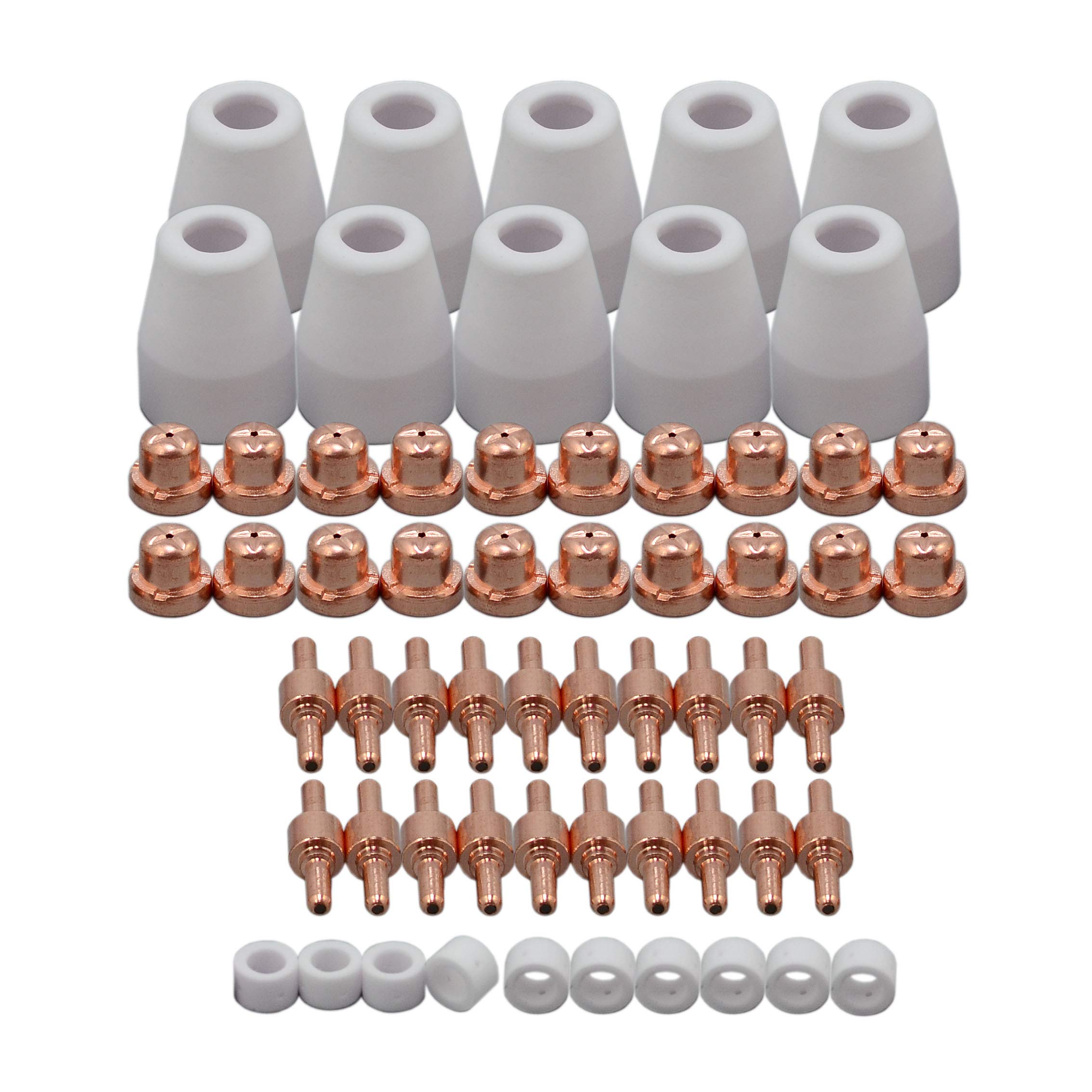 RIVERWELD PT-31 LG-40 JG40 Plasma Cutting Torch Consumables Standard Tips Nozzle 18866 Electrode 18205 Shroud Shield Ceramic Cup 18204 Fit Cut 40 50 CT-312 Plasma Cutter 60pcs