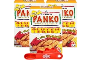 Kikkoman Panko Style Coating, Gluten-Free, 8 Ounces (Pack of 3) with By The Cup Swivel Spoons