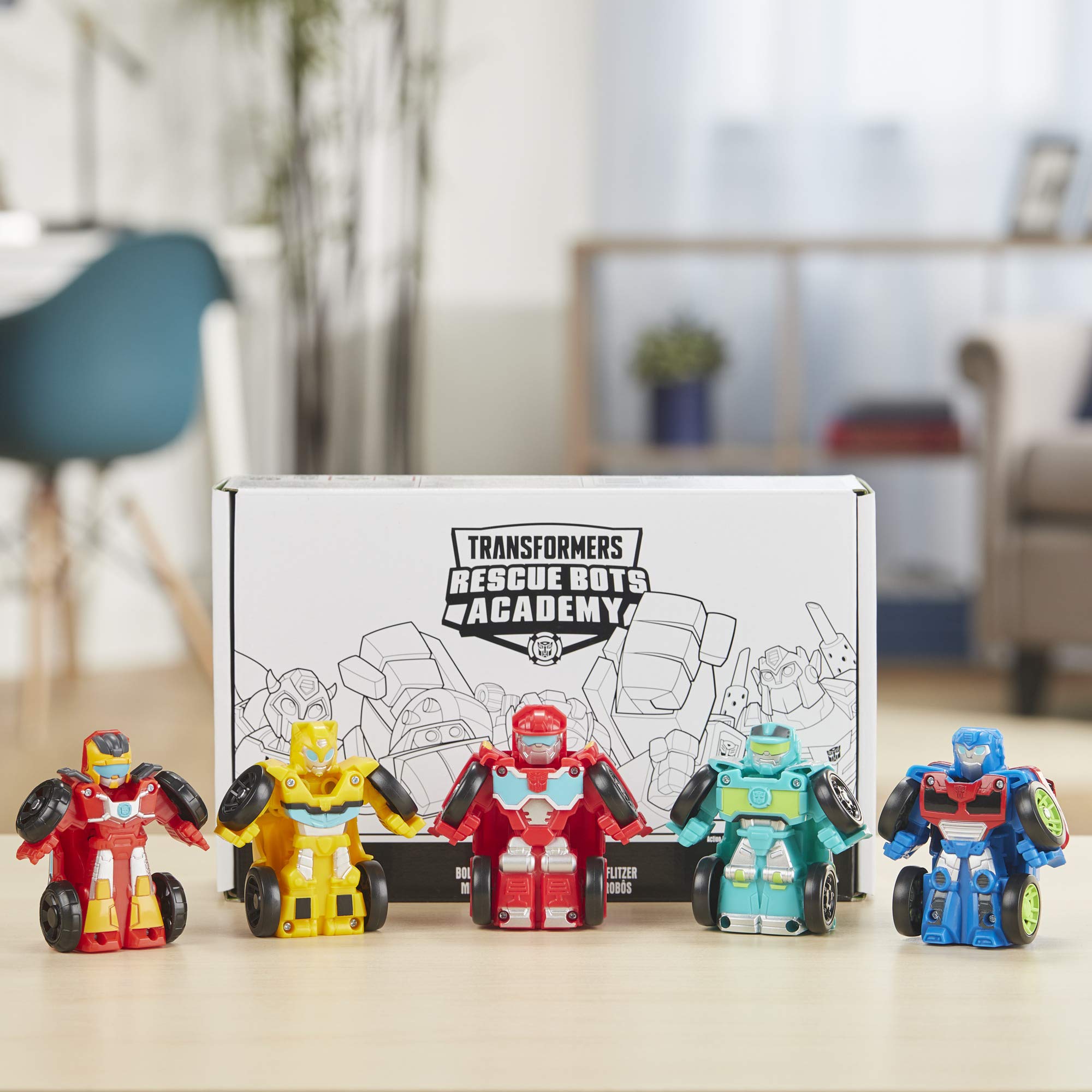 Transformers Playskool Heroes Rescue Bots Academy Mini Bot Racers Converting Robot Toy 5-Pack, 2-Inch Collectible Toy Cars (Amazon Exclusive)