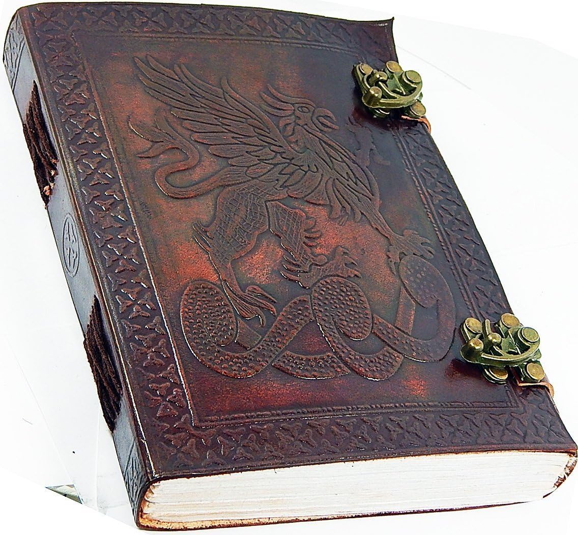 AmazonBasics Leather Journal Writing Notebook - Antique Handmade Leather Bound Daily Notepad For Men & Women Unlined Paper Medium 7 x 5 Inches, Best Gift for Art Sketchbook, Travel Diary & Notebooks to Write in