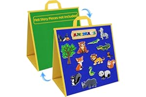 AKAYOK Foldable Felt Board for Toddlers Flannel Board Stories for Preschool Early Learning Interactive Storytelling Double Sided Felt Story Board Reusable Wall Hanging Holiday Gift for Kid (17 * 17)