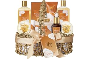 LILY ROY Christmas Gifts for Women - 10-Piece Honey Almond Bath and Body Gift Set for Women Spa Gift Basket Self Care Kit with Bath Bomb | Mothers Day, Birthday Gifts, All Occasion Holiday Present