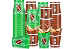 Norme 24 Pcs Football Thickened Plastic Cups - Reusable 16 oz Ball Design Drink Cups for Party Decoration & Events