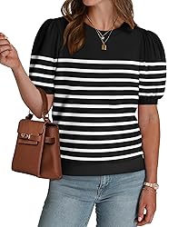 WIHOLL Womens Summer Tops Crewneck Short Sleeve