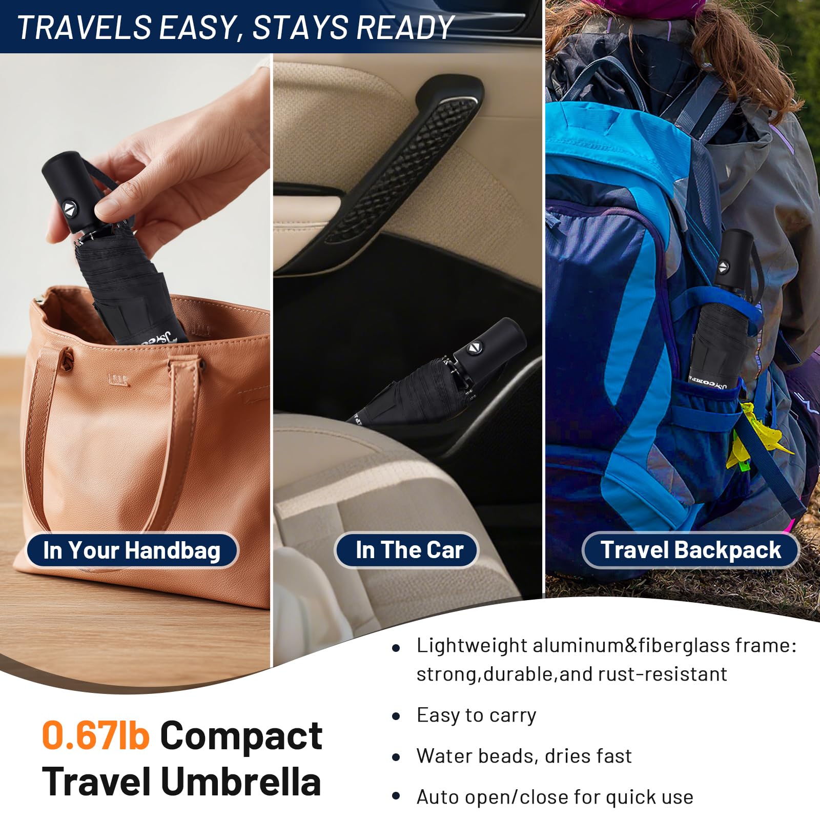 SY COMPACT Travel Umbrella Windproof Automatic Umbrellas Small Compact UV Sun Protection Factory Outlet Umbrella