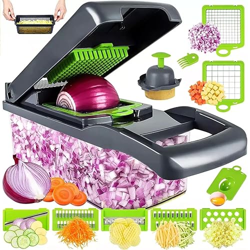 Urho 14-in-1 Multifunctional Veggie Food Fruit Chopper Cutter Slicer Dicer, Grey