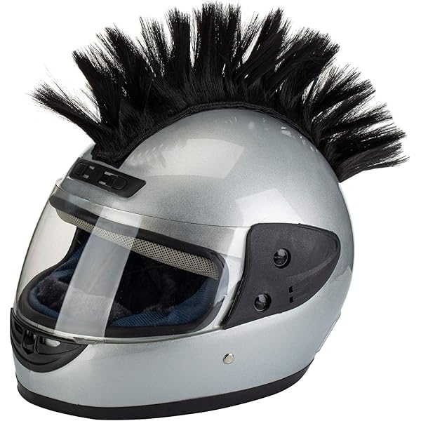 Perruque De Moto Skinhead Pour Casque Punk Mohawk Bleu