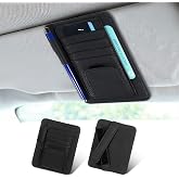 Small Leather Car Sun Visor Organizer and Insurance Card Holder, Auto Car Sun Visor Organizer, Multifunctional Auto Interior Accessories Storage Pocket for Card License Registration Document, Pen, Key