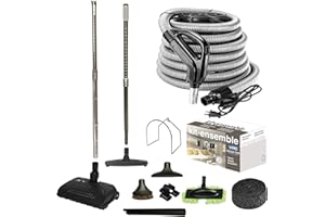 VPC Central Vacuum Accessory Kit | Premium Hose | Electric Power Head Nozzle with Height Adjustment | Telescopic Wand with De