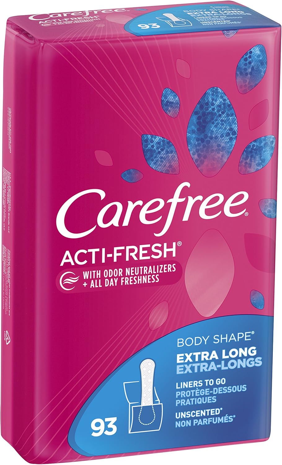 Carefree Acti-Fresh Body Shape Pantiliners Extra Long Unscented - 93 Count: Health & Personal Care