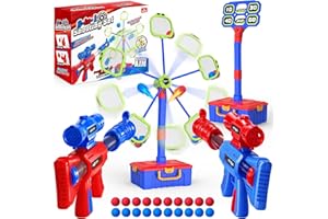 OFFICYGNET 2 IN 1 Shooting Games Toys for Boys 5, 6, 7, 8, 9, 10+ Year Old, Moving Shooting Target and Standing Digital Targets with 2 Toy Guns, 24 Foam Balls, Kids Outdoor Game, Christmas Birthday Gift for Kids