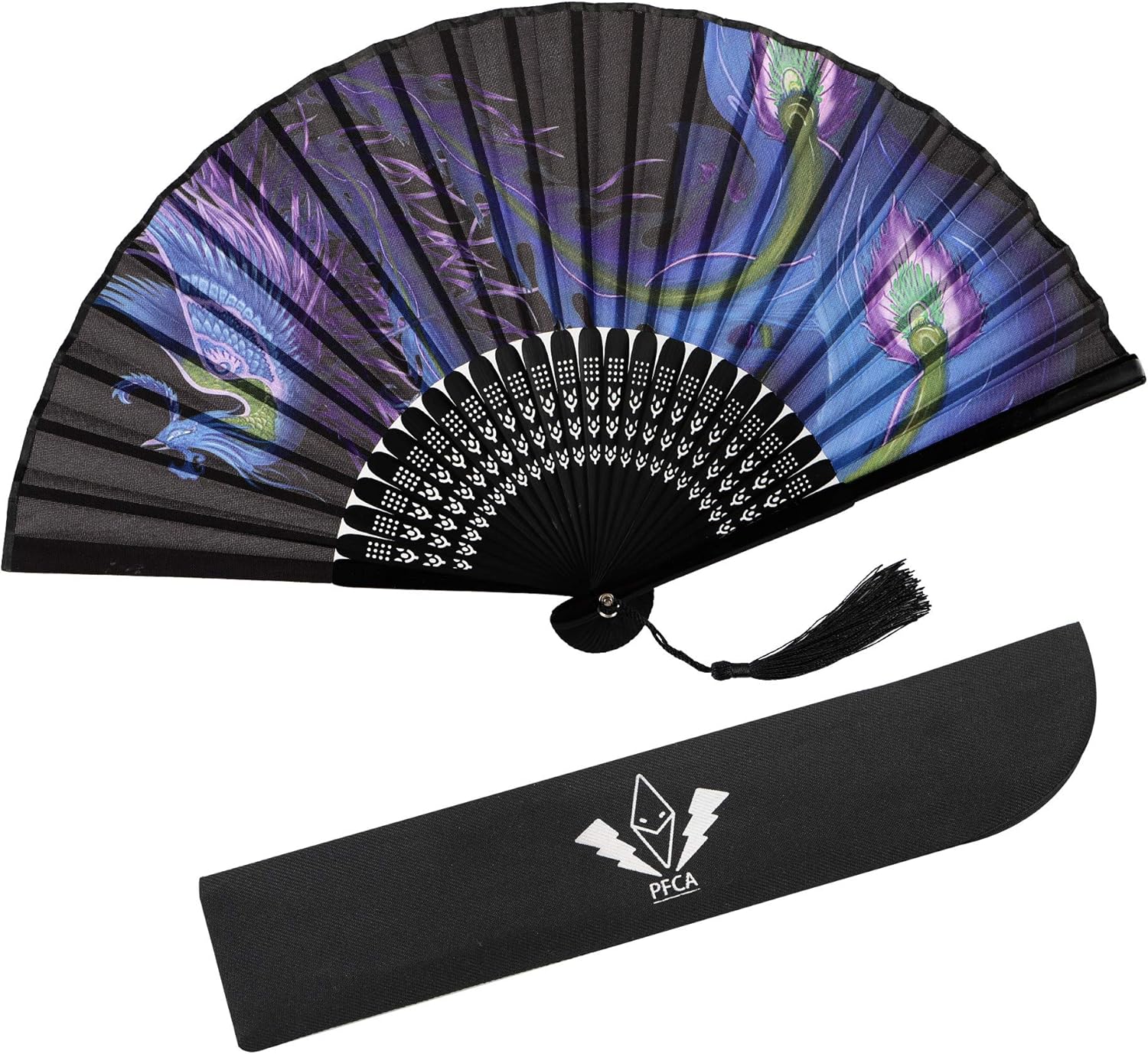 PFCA Folding Fans Handheld Silk Sleeve for Protection for Women Scent Bamboo Chinese/Japanese for Wedding Dancing Decoration Party Gifts (Phoenix)